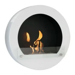 White Round Wall Mounted Bioethanol Fireplace -Dimplex Shop BIO 10 003WH Round wall mounted bioethanol fireplace