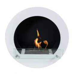 White Round Wall Mounted Bioethanol Fireplace