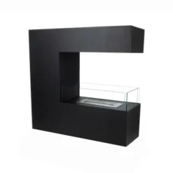 Black 3-Sided Bio Fireplace In Steel