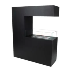 Tall Black Room Divider Bio Fireplace