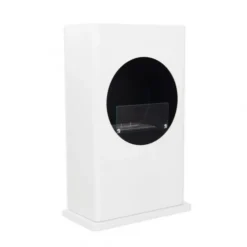 White Bio Fireplace With A Round Cut