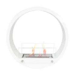 Round Built-in Bio Fireplace - White