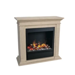 Cadiz Fossil Stone Hybrid Fireplace - White -Dimplex Shop bio60117f02hyb 51761