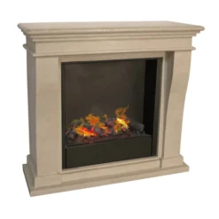 Kreta Mini Fossil Stone Hybrid Fireplace - White