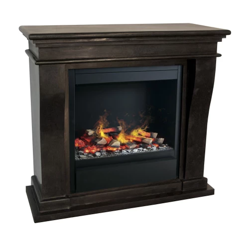 Kreta Mini Fossil Stone Hybrid Fireplace - Black 3 Kreta Mini Fossil Stone Hybrid Fireplace - Black