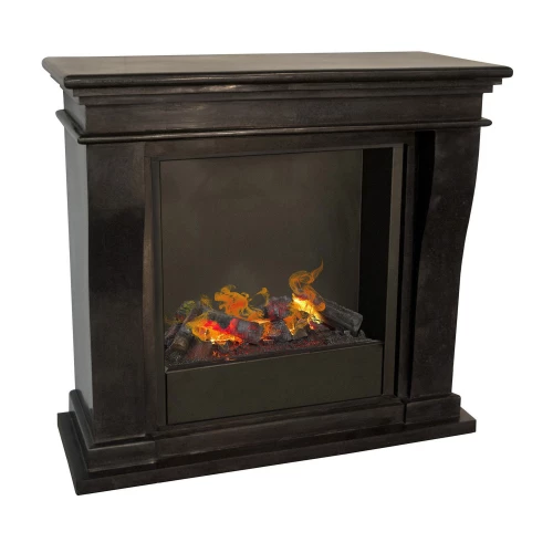 Kreta Mini Fossil Stone Hybrid Fireplace - Black 4 Kreta Mini Fossil Stone Hybrid Fireplace - Black - Image 2