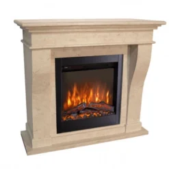 Kreta Natural Stone Electric Fireplace - White