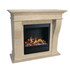 Kreta Fossil Stone Surround Hybrid - White -Dimplex Shop bio60128f02hyb 51779