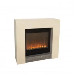 Milos Fossil Stone Surround Electric Fireplace