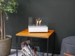 White Table Top Bio Fire -Dimplex Shop bord biopejs i hvid rektangulaer