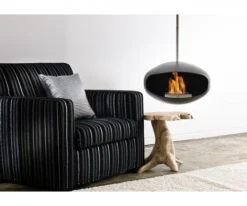 Cocoon Aeris - Black With Steel Mounting Pole -Dimplex Shop cocoonaerisblackceilingfireplace 28470 1 41694