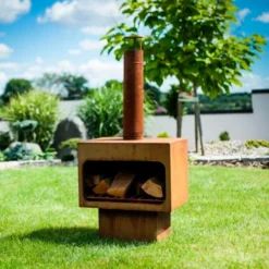 Jersey XL Garden Fireplace In Corten Steel -Dimplex Shop corten staal udepejs