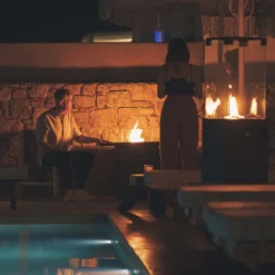 Square Table - Outdoor Gas Fireplace -Dimplex Shop faro square table mykonos1 46398