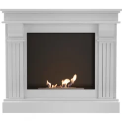 Cromer Freestanding Bio Fireplace -Dimplex Shop formet fri staaende hvid klassisk ethanolpejs 28736