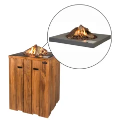 Happy Cocooning Gas Fire Table - Teak -Dimplex Shop happy cocooning bartable with gas burner teak wood 3 53778