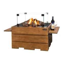 Square Gas Fireplace Table - Teak -Dimplex Shop happy cocooning gas fire table teak black top 3 53767