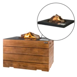 Lounge & Dining Rectangular Gas Fire Table - Teak -Dimplex Shop happy cocooning lounge dining rektangulr teakwood 3 53792