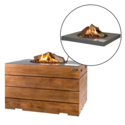Lounge & Dining Rectangular Gas Fire Table - Teak -Dimplex Shop happy cocooning lounge dining rektangulr teakwood 4 53793