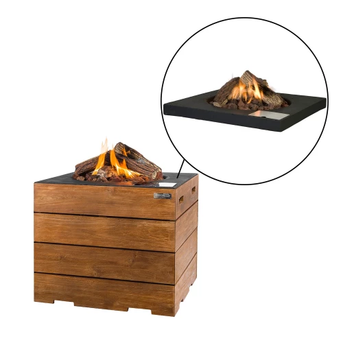 Lounge & Dining Square Gas Table - Teak And Black - Image 4