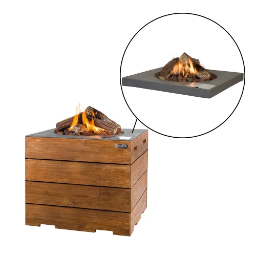 Lounge & Dining Square Gas Table - Teak And Black - Image 3