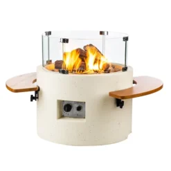 Round Fire Table Gas Fireplace - White 7 Round Fire Table Gas Fireplace - White -Dimplex Shop happy cocooning round white gas fire table 1 53724