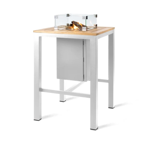 Square Gas Fireplace Bar Table - White - Image 2