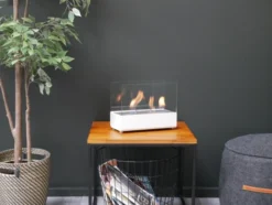 White Table Top Bio Fire -Dimplex Shop hvid biopejs til bord