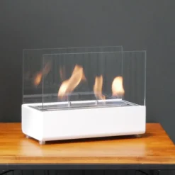 White Table Top Bio Fire -Dimplex Shop hvid bord biopejs rektangulaer