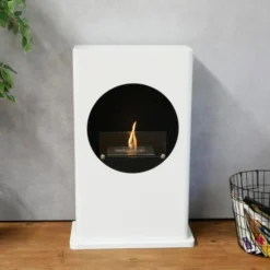 White Bio Fireplace With A Round Cut -Dimplex Shop hvid fritstaende biopejs med rund udskaering