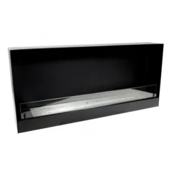 140 Cm Black Built-in Bioethanol Fireplace