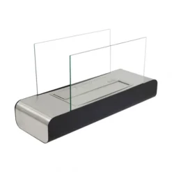 Floor Standing Bio Fireplace - Steel And Black