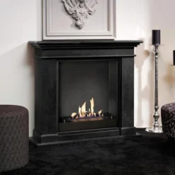 Kos Surround Bio Fireplace - Black Natural Stone -Dimplex Shop kos fossile stone sort