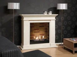 Kos Surround Bio Fireplace - White Natural Stone -Dimplex Shop polished kosf02builtinunitstonedecor 30464