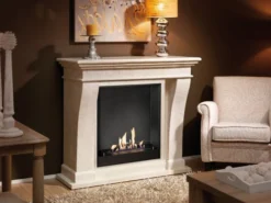 Kreta Bio Fireplace - White Natural Stone -Dimplex Shop polished kretaf02builtinunitl 30531