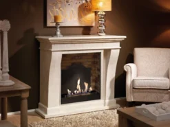 Kreta Bio Fireplace - White Natural Stone -Dimplex Shop polished kretaf02builtinunitmedaillon 30532