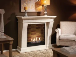 Kreta Bio Fireplace - White Natural Stone -Dimplex Shop polished kretaf02builtinunitstonedecor 30533