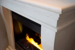 Kreta Mini Bio Fireplace - White Natural Stone -Dimplex Shop polished kretaminidetail2 30517