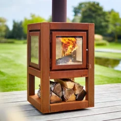 Quaruba L Mobile Garden Fireplace -Dimplex Shop quaruba L mobile corten steel garden fireplace