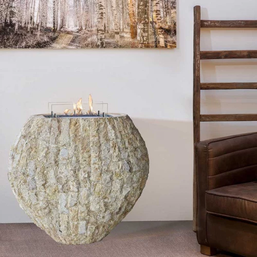 Shigo White Fossil Stone Free-standing Bio Fire 4 Shigo White Fossil Stone Free-standing Bio Fire - Image 2