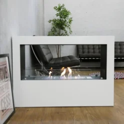 Lansing - White Freestanding Bioethanol Fireplace -Dimplex Shop staende biopejs i hvid 2 sidet