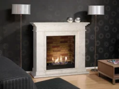 Kos Surround Bio Fireplace - White Natural Stone -Dimplex Shop unpolished kosf02builtinunitstonedecor 30466