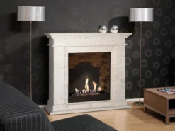 Kos Surround Bio Fireplace - White Natural Stone -Dimplex Shop unpolished kosf02unpbuiltinunitmedaillion 30467