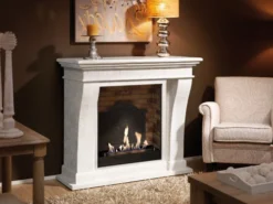Kreta Bio Fireplace - White Natural Stone -Dimplex Shop unpolished kretaf02builtinunitmedaillon 30537