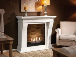 Kreta Bio Fireplace - White Natural Stone -Dimplex Shop unpolished kretaf02builtinunitstone 30538