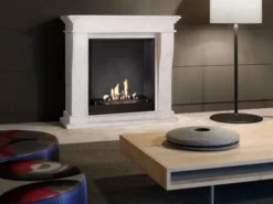 Kreta Mini Bio Fireplace - White Natural Stone -Dimplex Shop unpolished kretaminibuiltinunitl 30522
