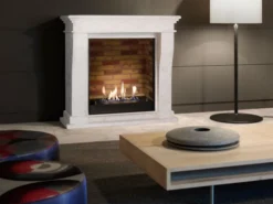 Kreta Mini Bio Fireplace - White Natural Stone -Dimplex Shop unpolished kretaminibuiltinunitstonedecor 30523