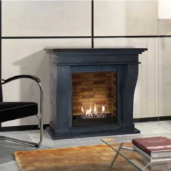 Kreta Mini Bioethanol Fireplace - Black Natural Stone -Dimplex Shop unpolished poleret kretaminibuiltinunitstonedecor 30513 1 41437