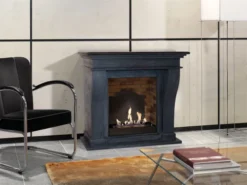 Kreta Mini Bioethanol Fireplace - Black Natural Stone -Dimplex Shop unpolished poleretkretaminibuiltinunitmedailon 30514